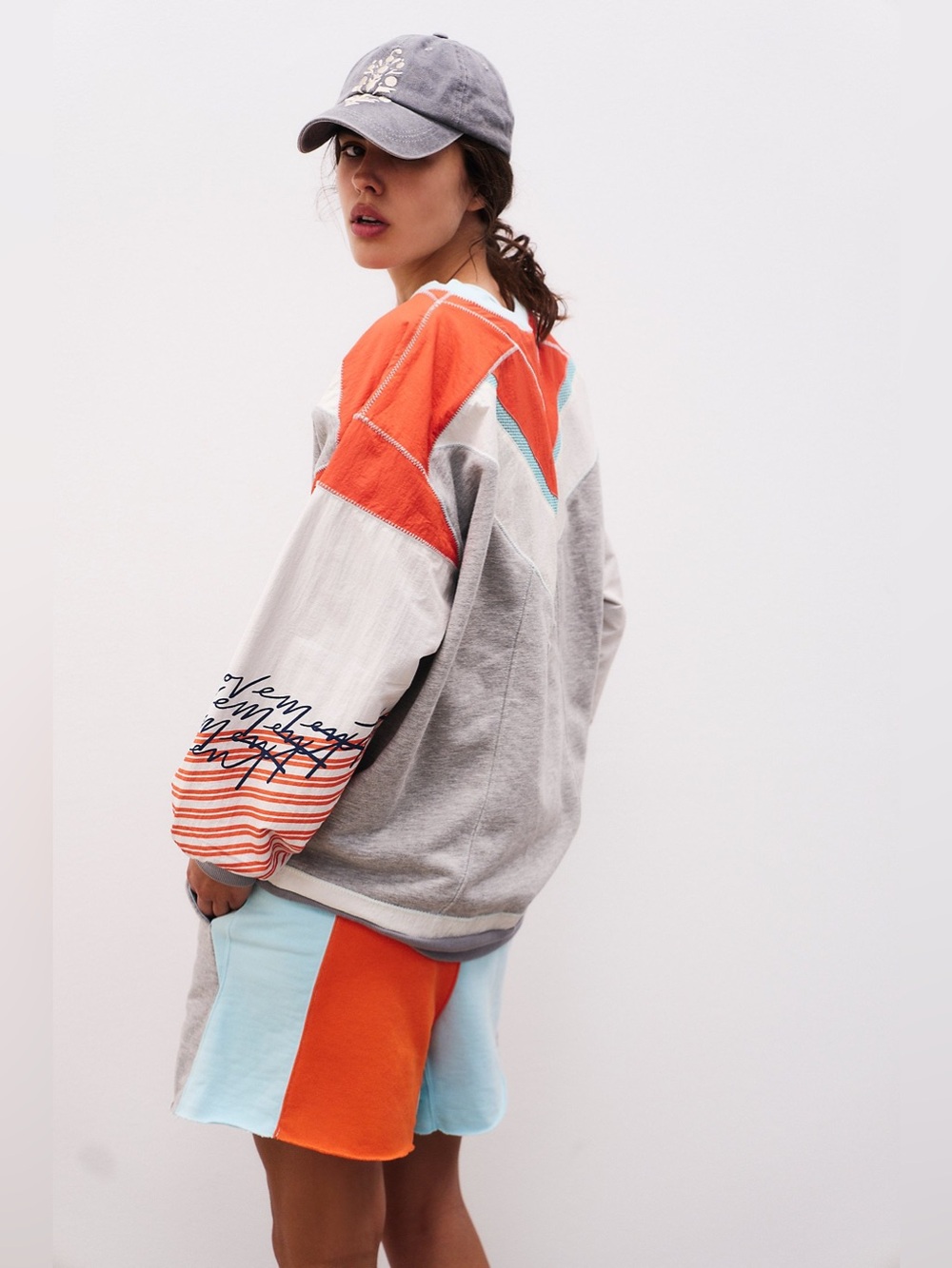 FP Movement by Free People Gray, Orange & Teal Colorblock Sweatshirt - Picture 3 of 16